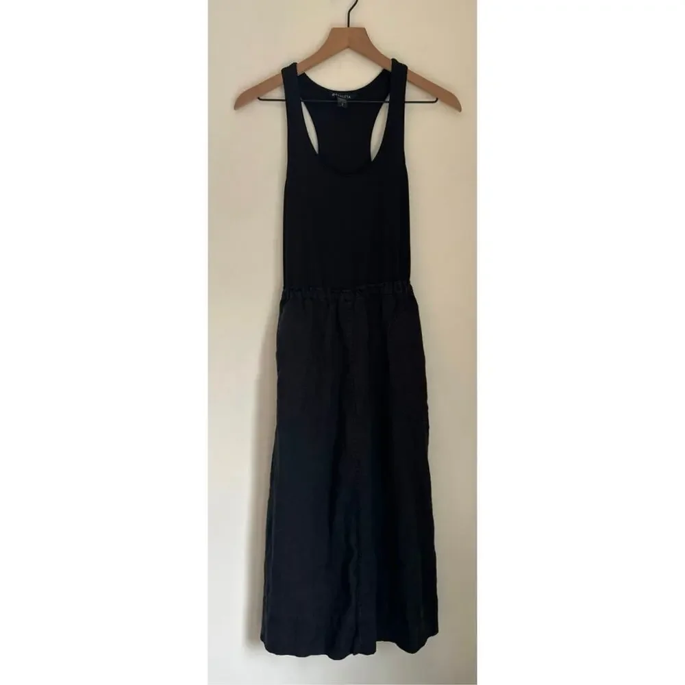 Athleta Baja Linen Racerback Casual Travel Lightweight Maxi Dress - Black S - Picture 2 of 7